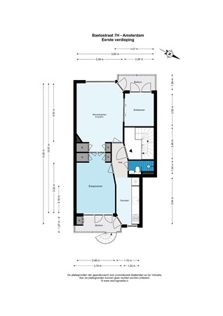 Floor plan - Baetostraat 7H, 1055 EP Amsterdam 